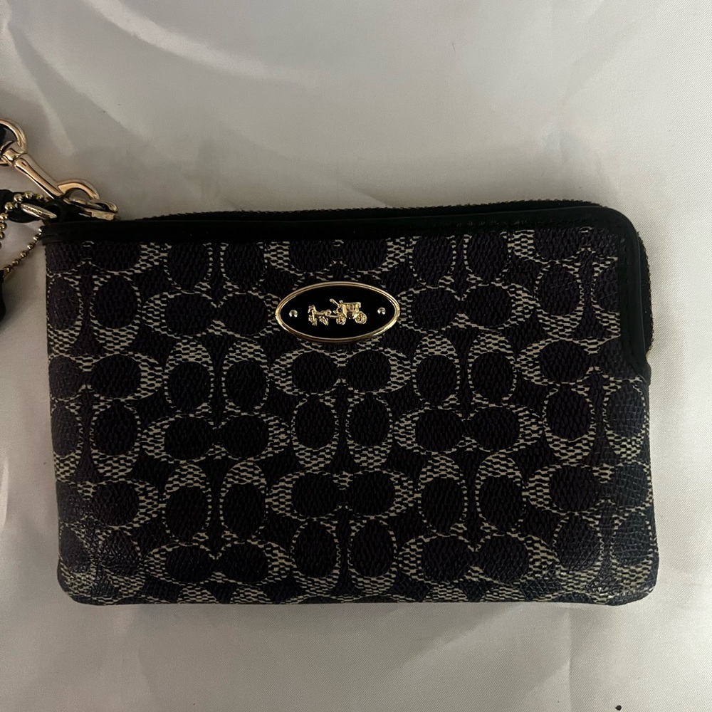 Coach Purple Signature Jacquard Wristlet